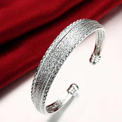 Free Shipping Sterling Silver Bangle Bracelet 925 Silver Fashion Jewelry Line Bangle
