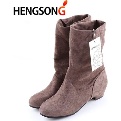 Winter Women Winter Boots Suede Flocking Mid-Calf Snow Boots Female Warm Fur Plush Botas Mujer Ladies Martins Sock Boots