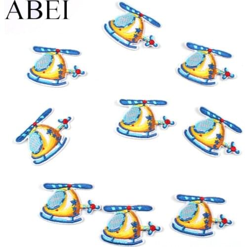 10pcs Cartoon Cute Airplane Patches Iron On Clothes Stickers DIY Kids Coats Jeans Backpack Fabric Appliques Badge Accessories