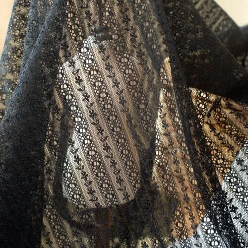 150cm wide Black White Vertical Lace Mesh Skirt Clothing Fabric High Quality Bridal Dress Wedding Decorative DIY Curtain Fabric