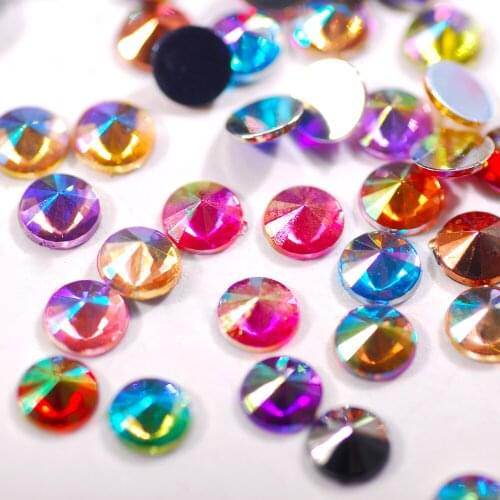 4 / 5 / 6 / 10 mm Mixed Color AB Acrylic Rhinestones Round Flatback Transparent Resin Crystal Decorations Stones