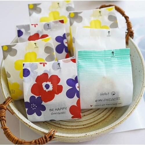 50pcs Rice Ball Packing Bag Cotton Paper Easy Tear Sushi Onigiri Disposable Food Packaging Bag