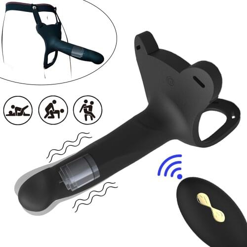 Wireless Remote Penis Vibrators Strapon Dildo Vibrator Sex Toys For Couple Man Condom Strap On Penis Anal Plug Adult Massager