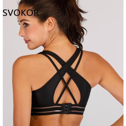 SVOKOR Seamless Bras for Women Push Up Vest Cross Back Gym Tank Tops Breathable Female Shockproof Adjustable Sports Underwear