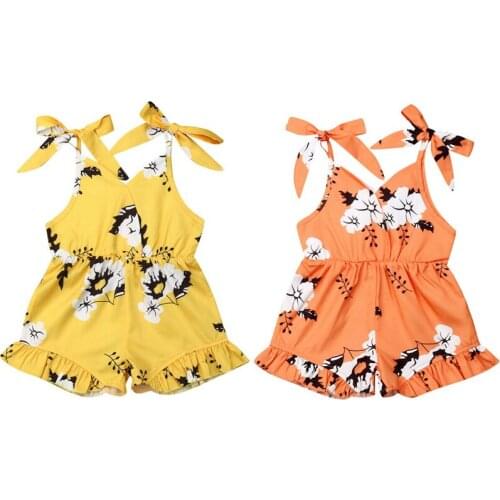 Newborn Infant Baby Girl Ruffle Floral Romper Sleeveless Playsuit One Piece Outfits Sunsuit Toddler Girl Summer Clothes 1-6Y