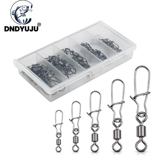 DNDYUJU 100PCS/BOX Size2#-12# Stainless Steel Fishing Connector Pin Bearing Rolling Swivel Snap Pins Fishing Tackle Accessories