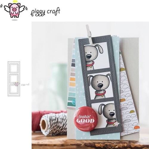Piggy Craft metal cutting dies cut die mold Rectangular photo frame Scrapbook paper craft knife mould blade punch stencils dies