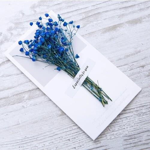 Gypsophila Dry Flowers Gift Card Handwritten Blessing Card Mothers Day Christmas New Year Wedding Invitations Greeting Card
