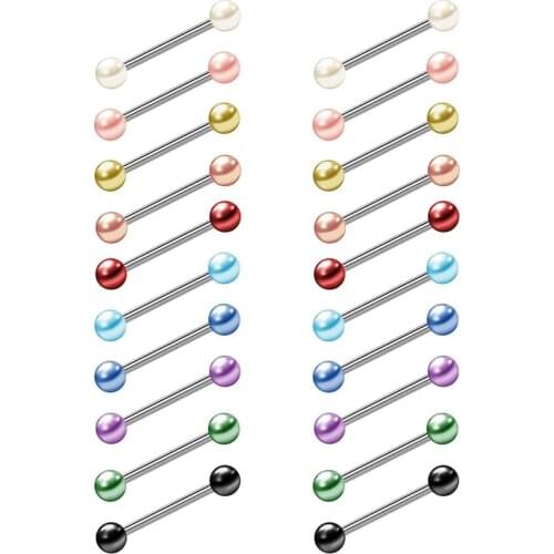 Tongue Rings Nipplerings Pearl Ball Nipple Tongue Barbell Piercing 316L Stainless Steel 14G Nipple Bar Body Piercing Jewelry