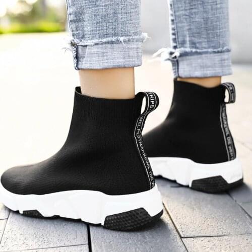 Breathable High Top Running Shoes for Women Socks Sneakers Sport Woman Shoes Sports Female Black Lady Footwear Sneakees E-466