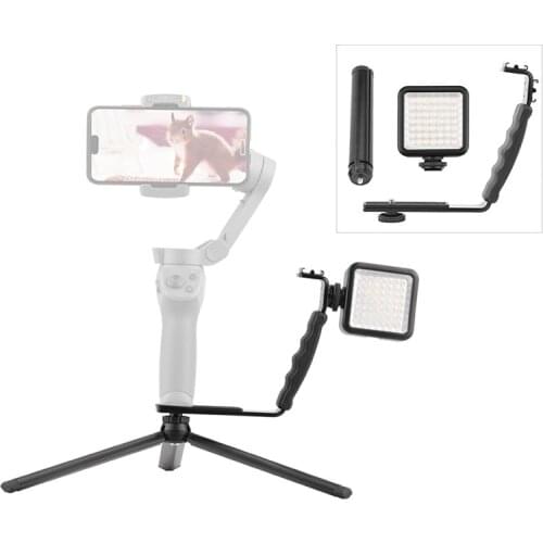 LED Light L Shaped Handle Holder for DJI OM 4 OSMO Mobile 2 3 Zhiyun Smooth 4 Feiyu Expansion Bracket Gimbal Accessories