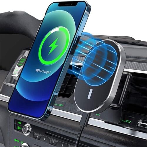 Mini 15W Fast Charging Car Phone Holder Magnetic Wireless Car Charger AirVent Mount Compatible With For Magsafe iPhone 12 ProMax