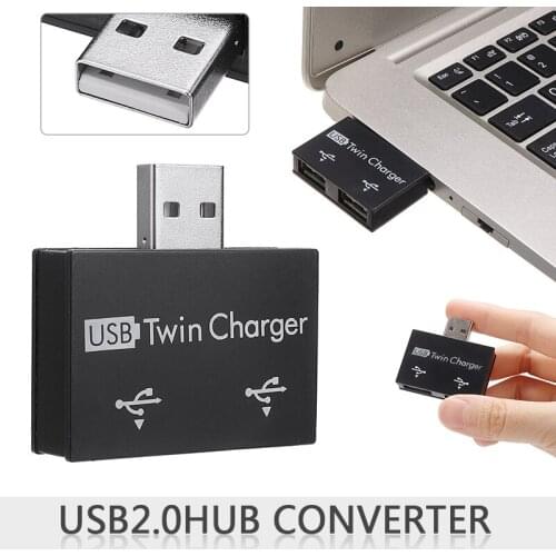 Mini USB 2.0 Hub Converter DC 5V 2 Ports Splitter Stable Twin Charger Male to Dual Female Charging Splitter Hub For Laptop