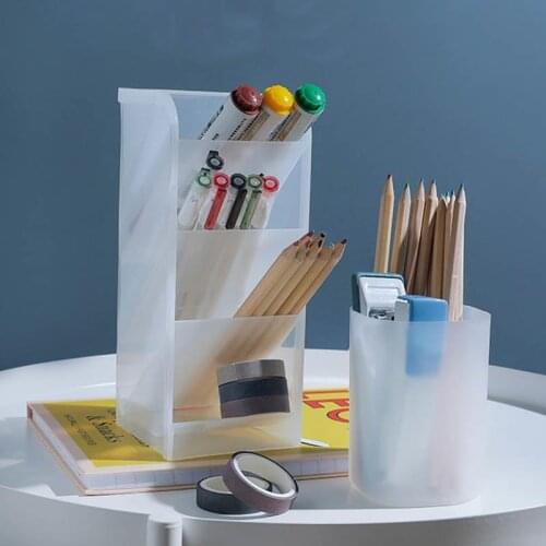 Multifunctional 4 Grid Desktop Organizer Pen Holder Makeup Storage Box School Office Accessories Stationery