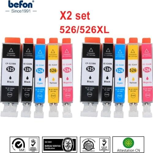 Befon x2 set Cartridge 525XL 526XL Compatible for Canon PGI525 CLI526 PGI 525 CLI 526 XL Ink Cartridge for PIXMA IP4850 IX6550
