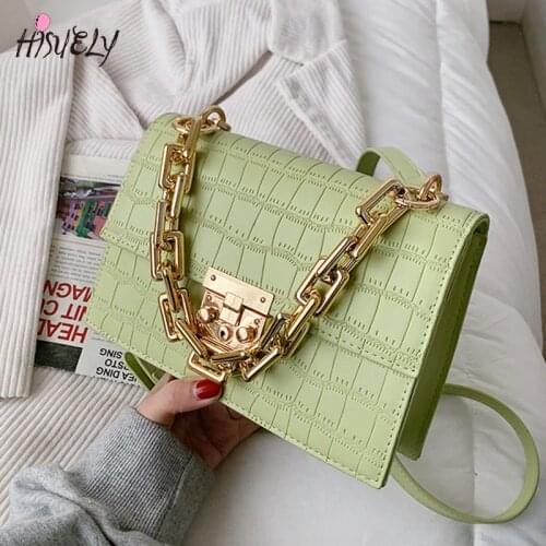 HISUELY New Luxury Casual Small Women Shoulder Bag Female Leather Crossbody Bags Elegant Charming Handbag Personality Chain Bag