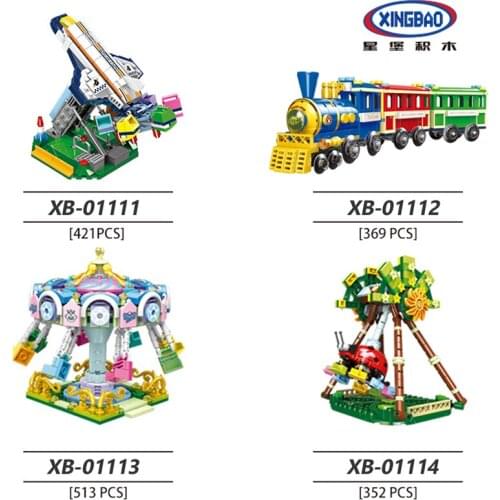 XINGBAO Legoing Educational Toys Kids Building Blocks Bricks Idea Amusement park equipment Series windmill Train big pendulum