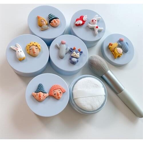 50pcs 5g Plastic Empty Cartoon Loose Powder Container Make-up Loose Powder Puff Box Case with Powder Puff