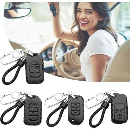 Hot Car Key Case Beautiful Practical Key Cover for Honda Black Leather Keychain for Honda Civic 03, 04, 06, 08 Keys Dropshipping