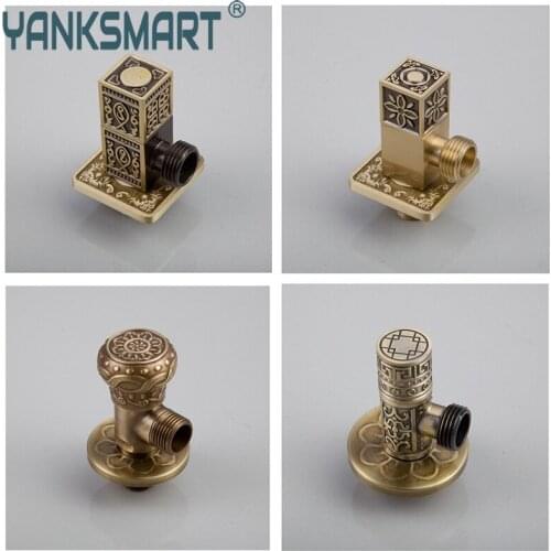 Bathroom Control valve Solid Brass Angle Stop Valve 1/2" Male x 1/2" Male Thread Antique Brass Water Outlet Faucet Accessories
