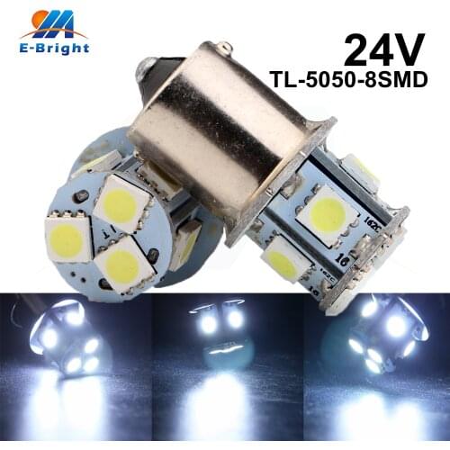 24V DC 10pcs 50pcs 5050 8 SMD P21W 1156 BA15S 1157 BAY15D LED Bulbs Truck Car Interior Brake Parking Turn Signal Light White