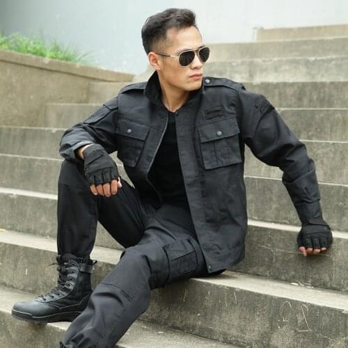 Outdoor Army Fan Black Training Clothes Field Combat Suit Spring Autumn Camping Hunting Wearproof Multi Pocket Cargo Jacket Pant