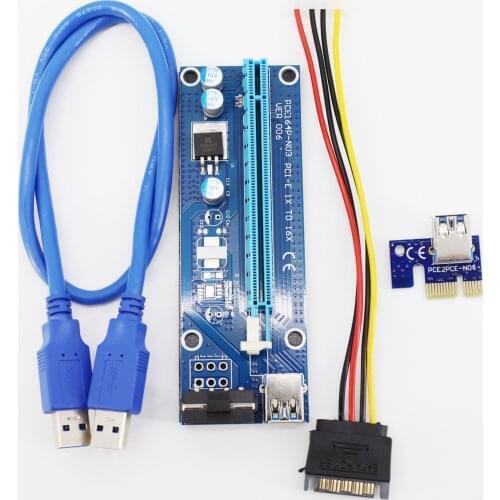 VER006 60CM PCIe PCI-E 1X to 16X Riser Card Extender SATA to 4Pin Power Cord USB 3.0 Data Cable for BTC Miner Bitcoin