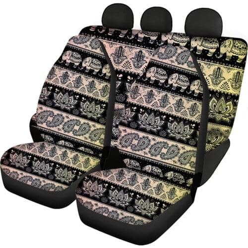 HUGSIDEA Vintage Scratchproof Seat Cover for Car Front and Rear Non Slip Elephant Design Sedan Interior Decoration Universal Fit