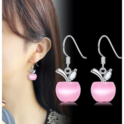 Charmhouse Pure 925 Silver Earrings For Women Opal Fruit Dangle Earing With Stone Korea High Quality Jewelry Brincos Pendientes