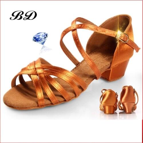 BD 603 Children DANCE SHOES Latin Shoes Ballroom Shoe Modern JAZZ Girl Student Low Heel 4.5 CM BLACK COLOR 25-39 SIZE ExercisE