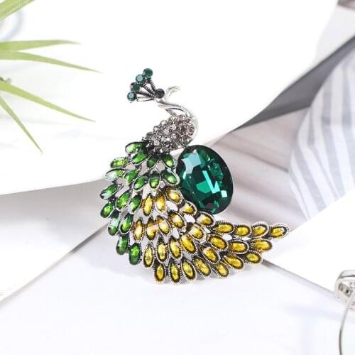 Crystal Vintage Female Peacock Brooches For Wedding Women Animal Rhinestone Simulated Pearl Brooch Pin Jewelry Women Accessories
