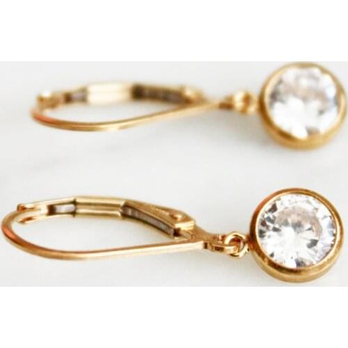 Gold Hoops Earrings 14K Gold Filled 6MM Zircon Pendant Jewelry Minimalism Brincos Vintage Pendientes Oorbellen Boho Earrings