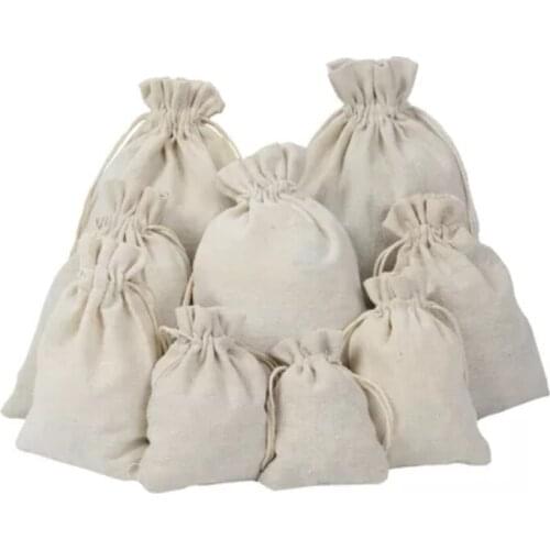 10pcs/lot 30x40cm Beige Gift Cotton Jewelry Bag Wedding Gift Cosmetic Storage Bags Pen Mobile Phone Snack Sundries Storage Bag