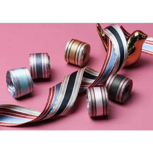 5 yards Stripe Color Matching Crochet Ribbon for DIY Craft Hair Bow Accessories Cake Gift Packaging Clothing Sewing Material