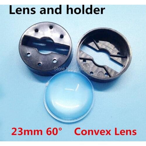 50set/lot LED Lens 23mm 60 degree with Black holder set sell bracket optical car lenses Semicircular Convex power lens