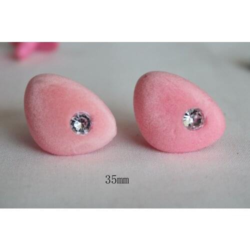 500pcs 30mm 35mm pink with diamond flocking Triangular safety toy nose & soft washer for diy doll findings--size option