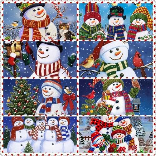5D Christmas Diamond Painting Snowman Full DIY Diamond Embroidery Square Round Cartoon Rhinestone Kit Mosaic Winter Gift Decor