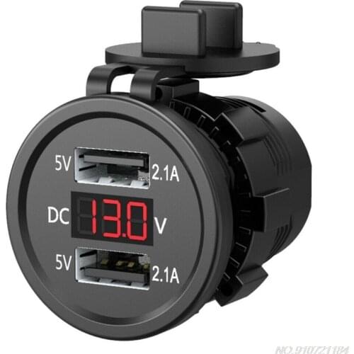 5V 2.1A Waterproof Dual Ports USB Charger Socket Adapter Power Outlet with Voltage Display Voltmeter for 12-24V Car Boat D22 20