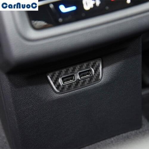 For Volkswagen VW Golf 8 MK8 GTI 2021 Car Rear USB Interface Panel Trim Cover Carbon Fiber Sticker Styling Accessories