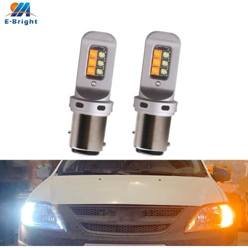2X Canbus DC 12V 3535 12 SMD 1157 BAY15D 3157 7443 Led Bulbs Car Turn Signal Light DRL Daylight White&Amber Dual Color No Error