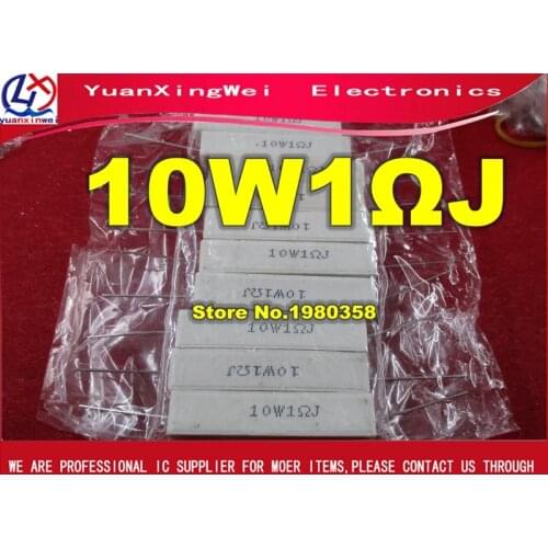 Free shipping 10pcs Ceramic Cement Resistor 10W 1ohm 10w 1R 10W1ohm Cement Resistance