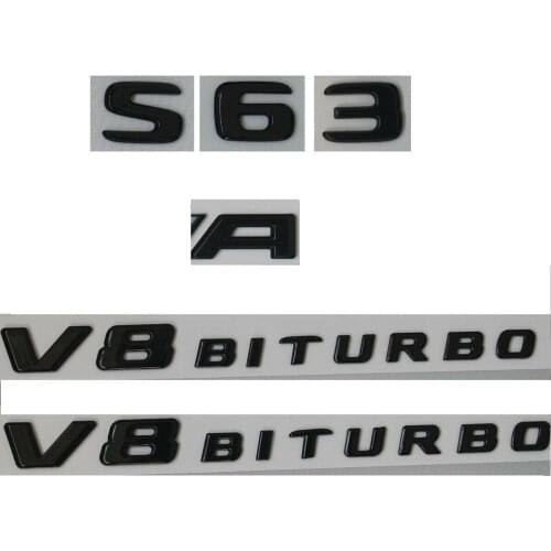 Gloss Black Letters for S63 FOR AMG V8 BITURBO Emblems Badges for Mercedes Benz W222