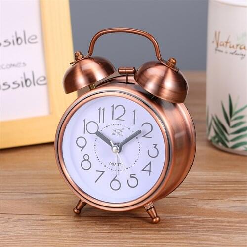 Alarm Clock Creative Vintage Retro Silent Pointer Clocks Playing Bell Loud Alarm Clock With Light Bedside Home Decor Despertador