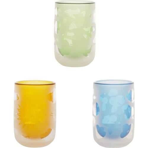 Japanese Style Double Layer Glass Cup Scented Tea Cup Milk Cup Fresh Creative Gift round Daily Gift-Giving Fresh Frosted Hollow