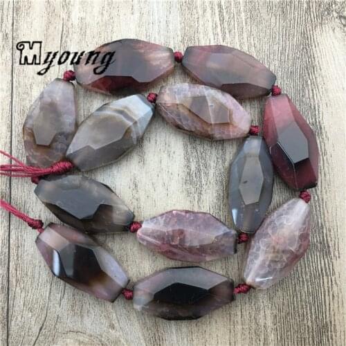 Marquise Faceted Brown Dragon Veins Agates Loose Beads, large Mix size banded Crack agat Quartz Space Beads For Jewelry MY1775