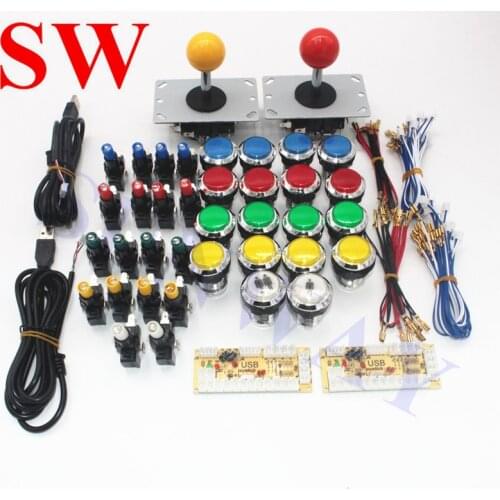 2 player Game Arcade PC Joystick DIY Kit LED USB Encoder with Chrome led light Push Button For Mame Jamma Street Fighting game