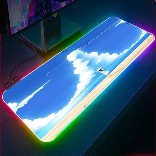 Japanese Anime Shinkai Makoto Mouse Pad RGB Your Name Game Accessories Gamer Laptop LED Glow Office Keyboard Carpet USB Desk Mat