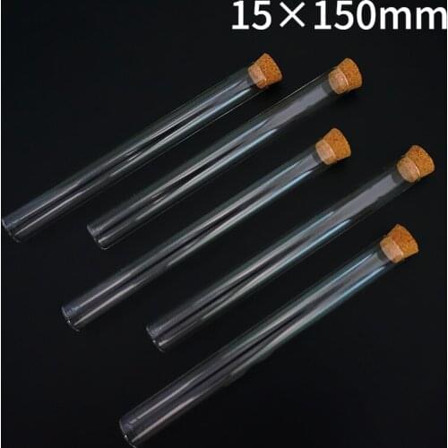 20pcs/lot 15x150mm Laboratory Glass Test Tube With Cork Stopper