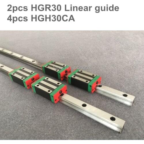 2pcs linear guide rail HGR30 - 900 950 1000 1050mm with 4pcs linear block carriage HGH30CA / HGW30CA CNC parts