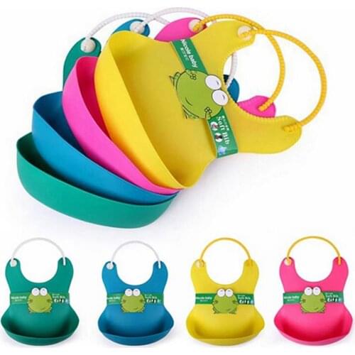Washable Waterproof Cute Animal Frog Infant Baby Kid Silicone Feeding Bib